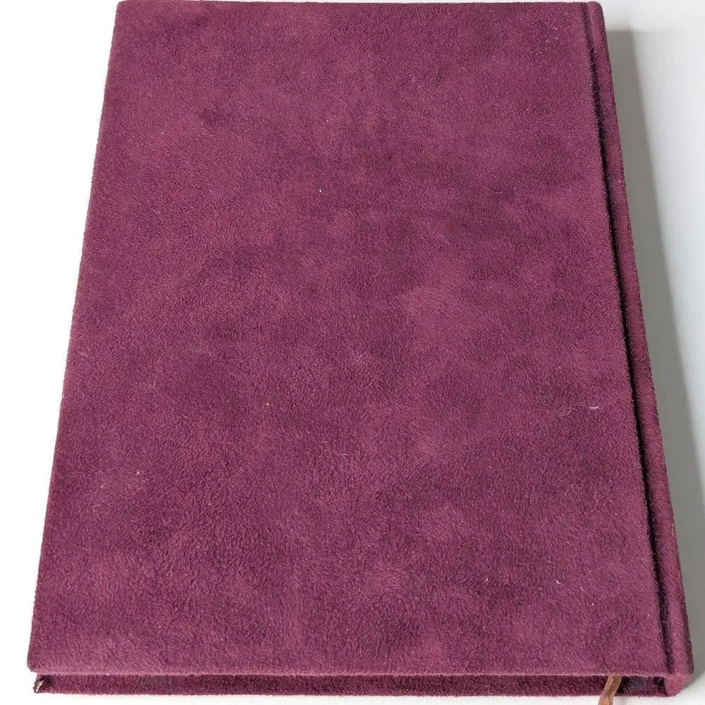 Burgundy Velvet Covered Embroidered Lined Journal With Ribbon Bookmark